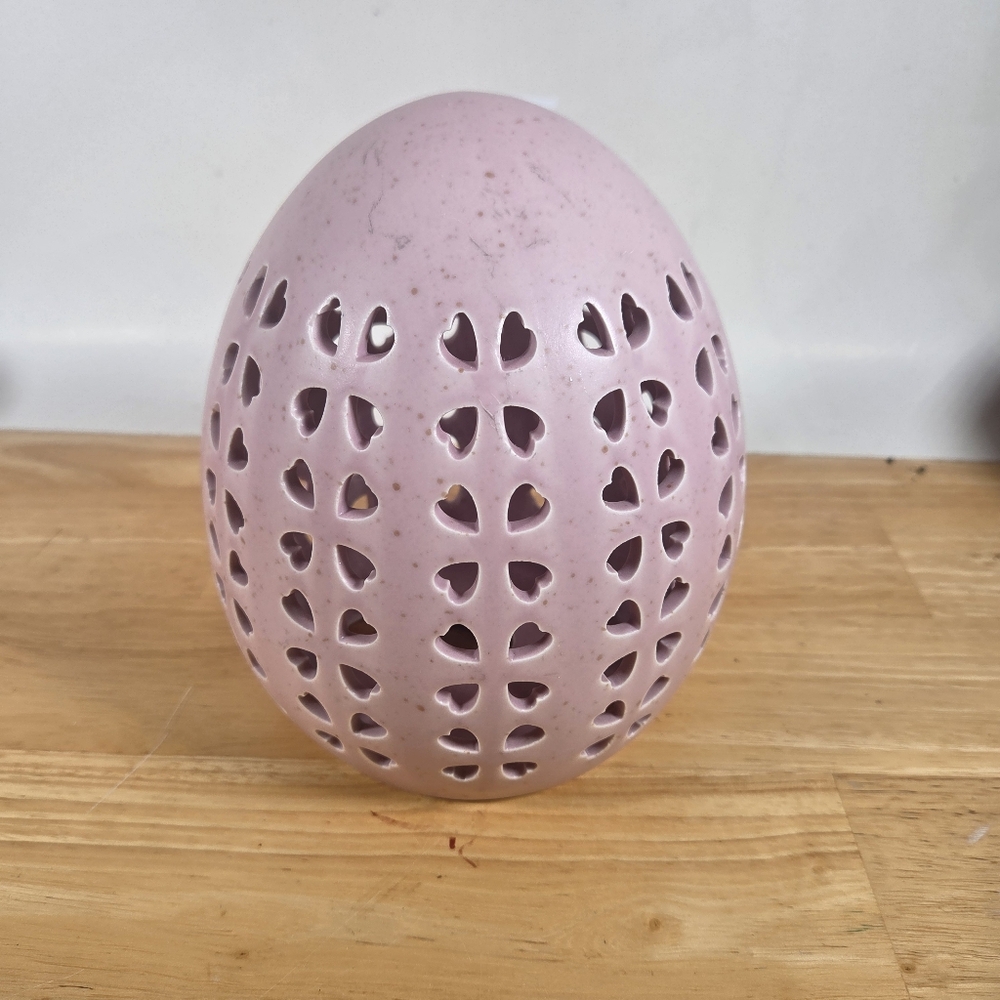 Pink Heart Cutout Easter Egg Ceramic Decoration Decor